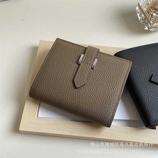 

litchi grain genuine leather wallet for women's short 2023 new design exquisite and high-end multi-functional change clip