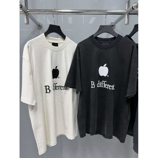 

designer new women t shirt shirt spring/summer apple embroidery t-shirt oversize couple sleeve, White;black
