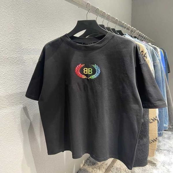 

luxury designer women t shirt shirt spring/summer high edition wheat ear print pullover round neck loose versatile t-shirt sleeve, White;black