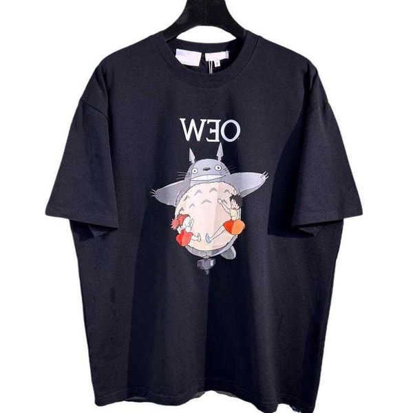 

luxury designer women t shirt shirt high version product luojia co branded miyazaki junmao sleeve couple relaxed casual t-shirt for men wome, White;black