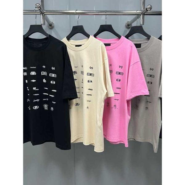 

2023 new designer womens t shirt high-end shirt high edition family 23ss classic collection multi element printed sleeve loose t-shirt, White;black