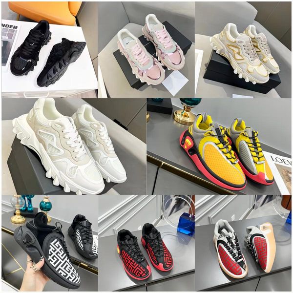 

bal mens casual shoes women sneakers lighted gomma leather trainer nylon printed platform sneakers men light shoes with box size 36-45 with, Black