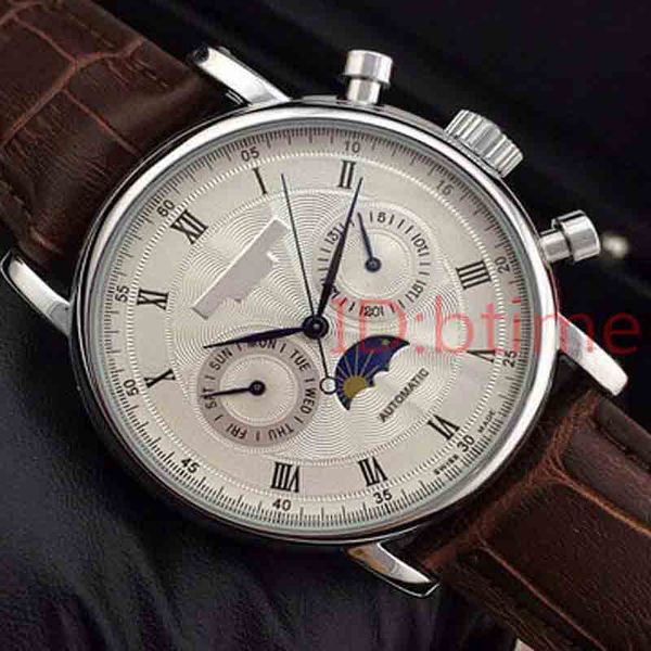 

a2813 silver automatic movement sports men's mechanical stainless steel watch watches mens self-wind wristwatches101, Slivery;brown