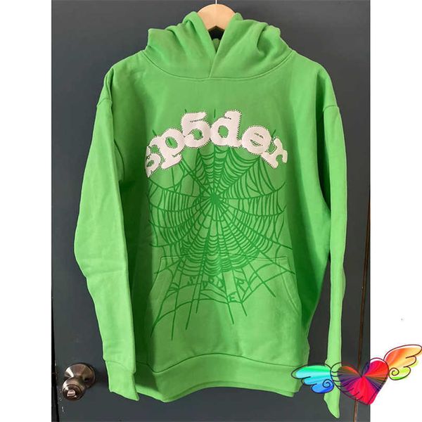 

men's hoodies fashion sp5der 555555 sweatshirts designer 2022 green sweatshirts men women1 foam printing spider web sweaters young band, Black