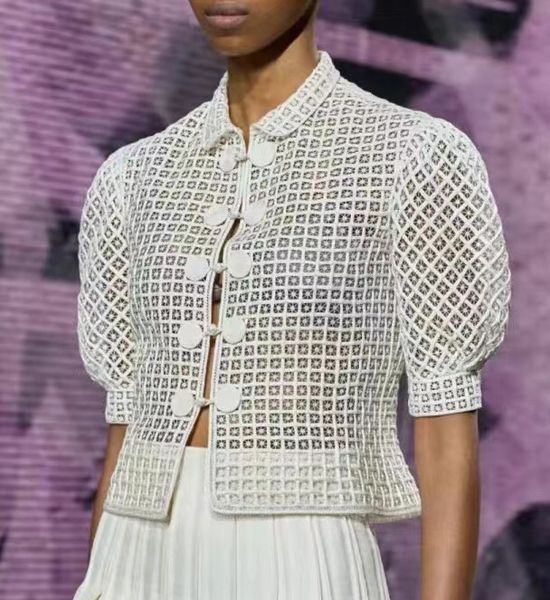 

women's blouses shirts embroidered hollow-out lace short-sleeved shirts, White