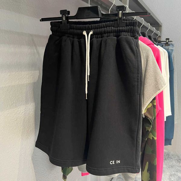 

2023 new designer womens t shirt high-end shirt version letter drawstring sports shorts couple casual loose wide straight leg pants, White;black
