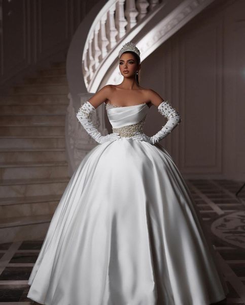 

elegant ball gown wedding dresses bateau long sleeves sequins appliques beaded floor length ruffles ruffles pearls folds bridal gowns plus, White