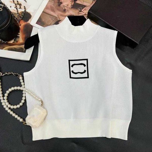 

designer summer women t shirt spring/summer solid color half high neck pullover black white sleeveless t-shirt vest ins, White;black