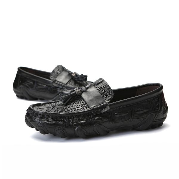 

men casual shoes loafers sneakers new fashion handmade retro leisure loafers shoes zapatos casuales hombres men shoes, Black