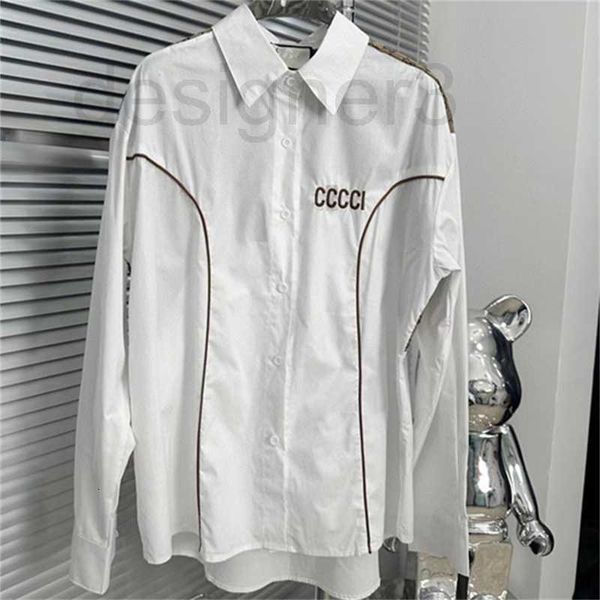 

women's polos designer straight hair, high-quality embroidered letter lapel, long sleeved shirt, women's shirt wteq, White