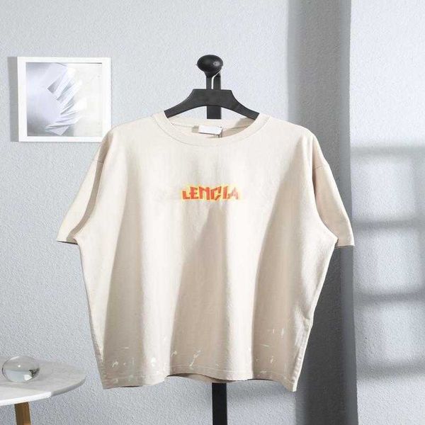 

2023 new designer womens t shirt high-end shirt high version family's lightning letter sleeve wash water abrasion holes inkjet process, White;black