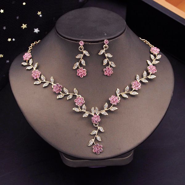 

earrings necklace bride jewelry sets for women luxury flower choker wedding dress bridal fashion 230410, Silver
