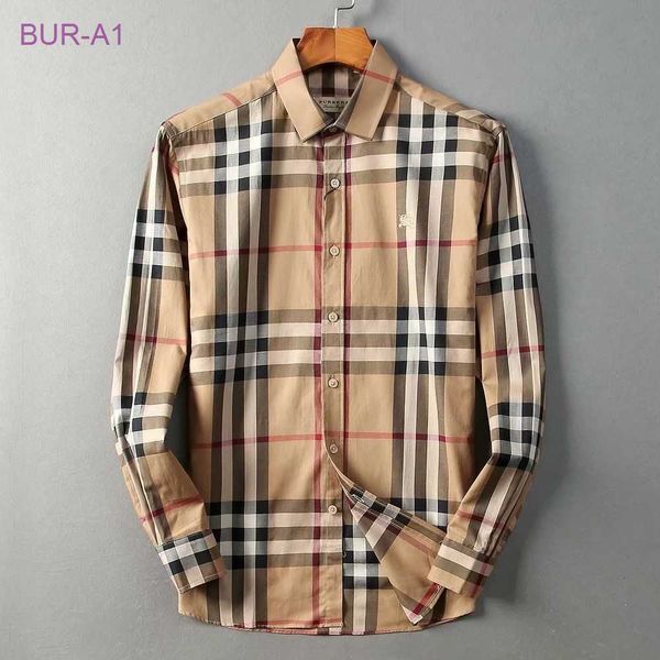 

burbersys clothes original mens jackets coats three standard long sleeve plaid shirt embroidered warhorse pure cotton business casual, White;black