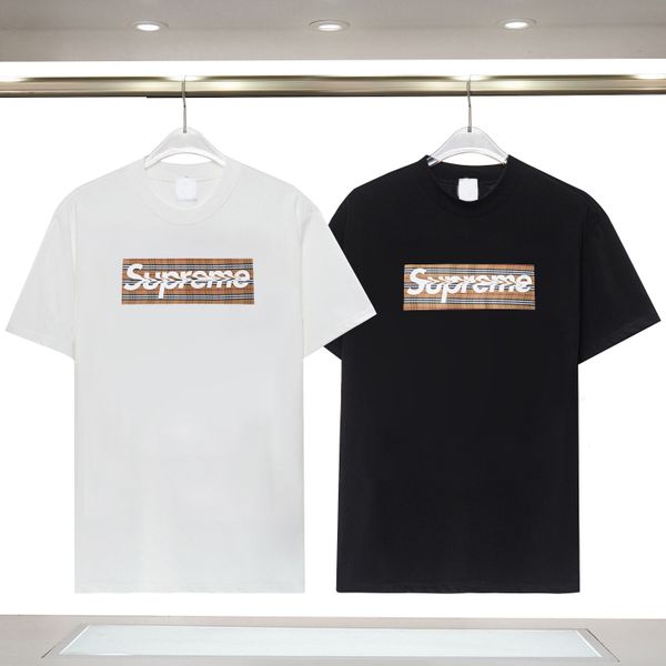 

2023 new double line chest print ess letter trend loose high street short sleeve t-shirt men and women couples s-xxl 88, White;black