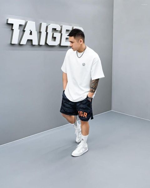 

619s t shirts 2023 men printed loose short sleeve t-shirt summer muscle fashion bodybuilding fitness short-sleeved, White;black