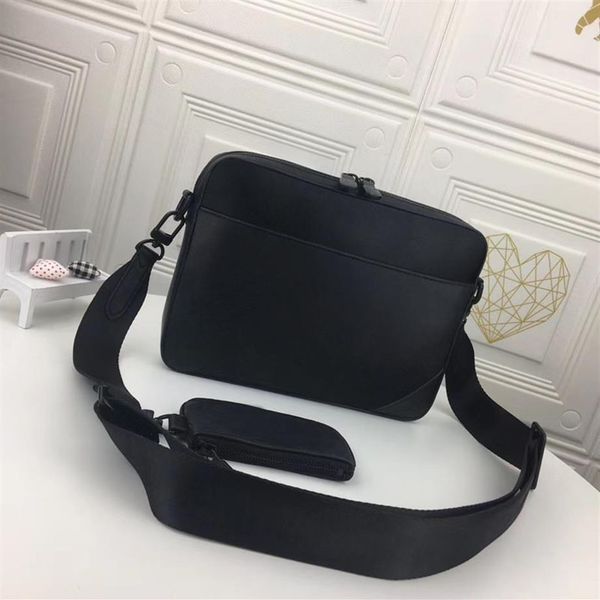 

black flower luxury designer messenger bag embossed shadow soft leather men crossbody bags 2 piece sac de messager two set fashion259z