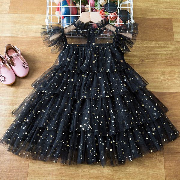 

girls dresses summer layers cake for star ruffy sleeve tulle tutu kids girl red year ceremory party elegant 230410, Red;yellow
