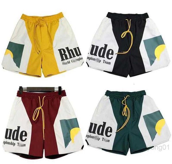 

fashion designer men'shorts rh limited rhude shorts summer swim short knee length hip hop high street sports training beach pants mens, White;black