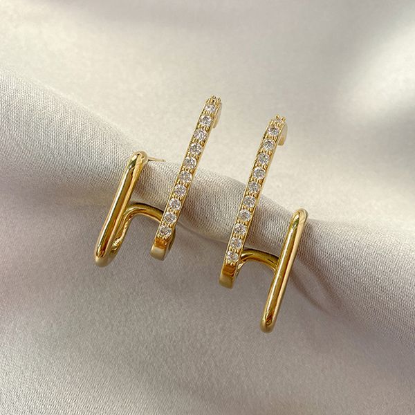 

new design studs irregular u-shaped gold color earrings for woman korean crystal fashion jewelry unusual accessories girls, Golden;silver