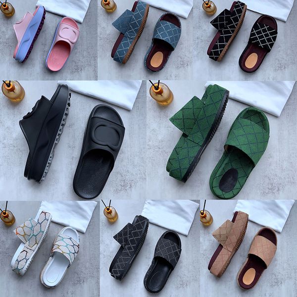 

designer slipper womens leather sandles pillow flops wedges slides light blue black pink sandal for woman summer street colorful dress zapat