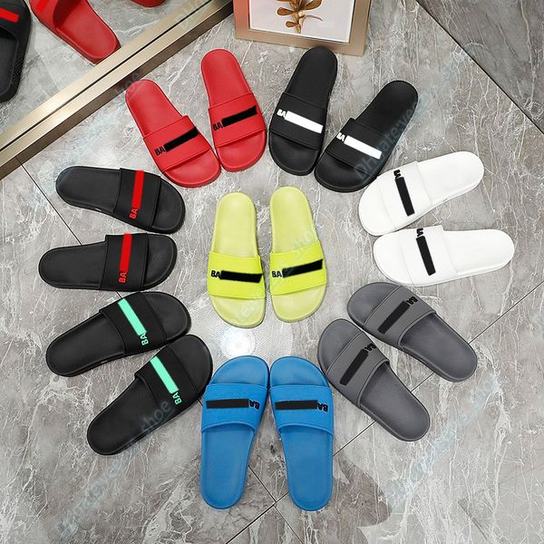 

luxury designer men women pool sandals beige black 3d double b letter embossed slides summer outside rubber flat soles slipper paris shoes w