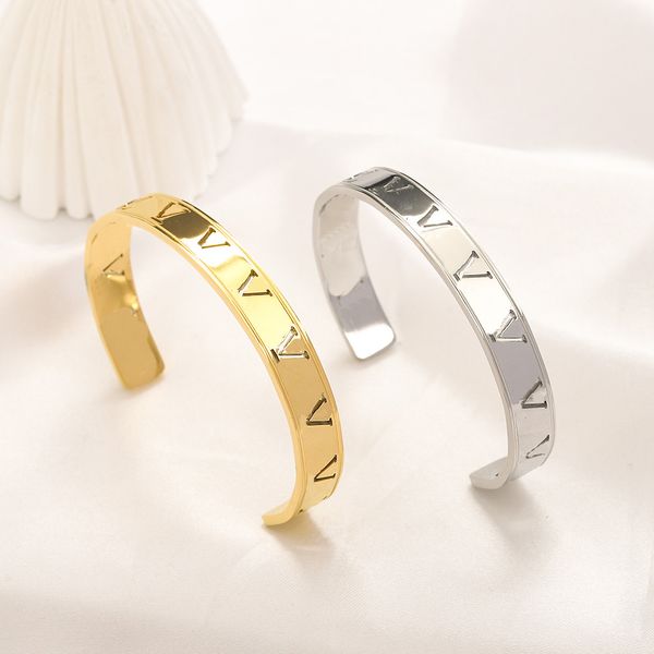 

luxury cuff bangle women's love jewelry 18k gold designer bracelet family party gift jewelry for women letter open bracelet spring fash, Black