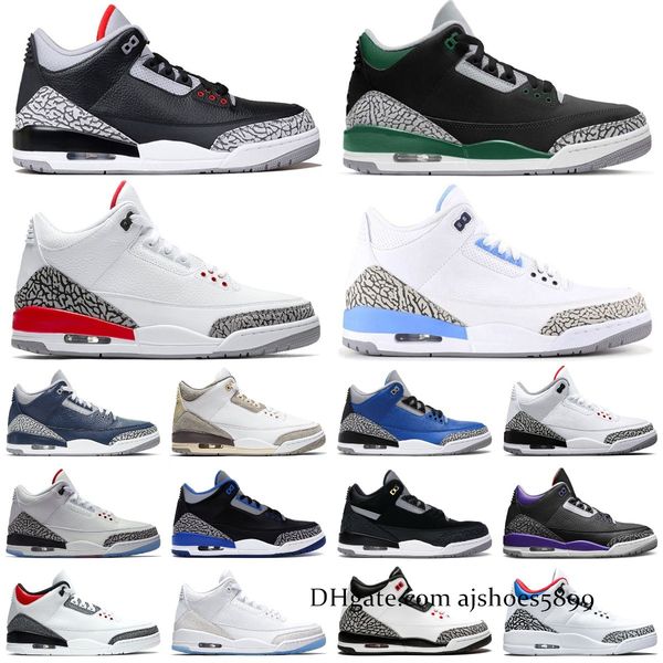 

3 jumpman 3s basketball shoes cardinal red dark iris muslin racer blue pine green cool grey fragment unc laser orange georgetown white cemen, Black