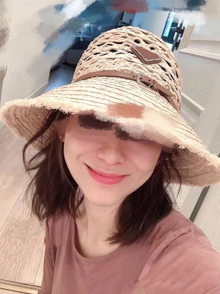 

designer cap spring and summer new lafite straw hat round ding hat down the shading sunscreen ladies hats fashion cap, Blue;gray