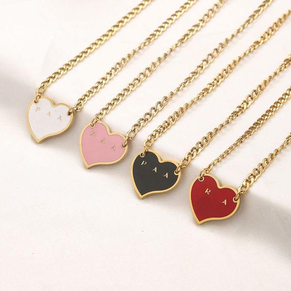 

designer heart necklace 18k gold plated fashion 4 style pendant necklace spring family gift jewelry long chain luxury brand black choker jew, Silver