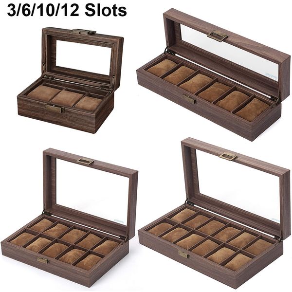 

jewelry stand 3 6 10 12 slot pu leather watch box protable travel case vintage wood colour buckle stand jewelry organizer 230410, Black