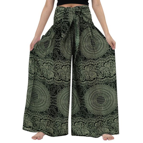 

women's pants capris summer bohemian women's wide leg harem pants gypsy hippies india thailand bohemian pants smoking waist aladdi, Black;white