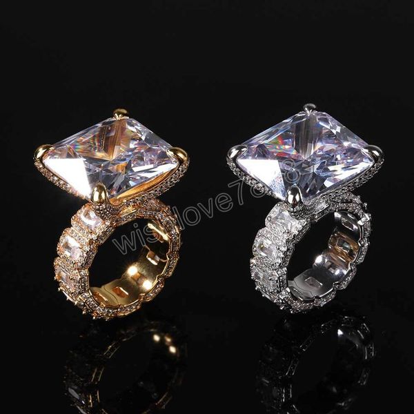 

hip hop rings with side stones big crystal zircon men women finger wedding gift, Silver