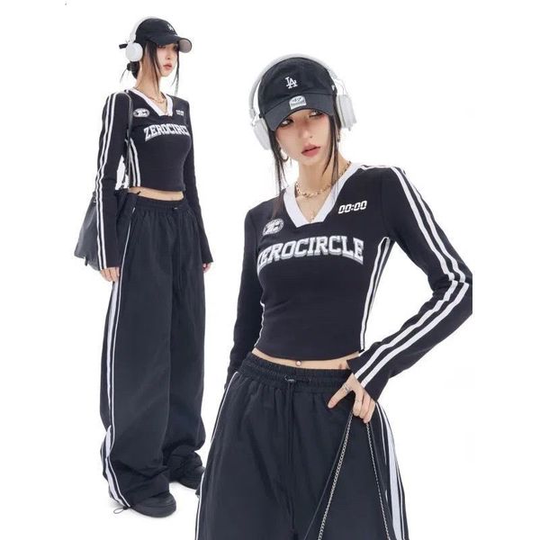 

men's tshirts 2023 american retro parallel bars stitching slim longsleeved tshirt women's football design jersey 230411, White;black