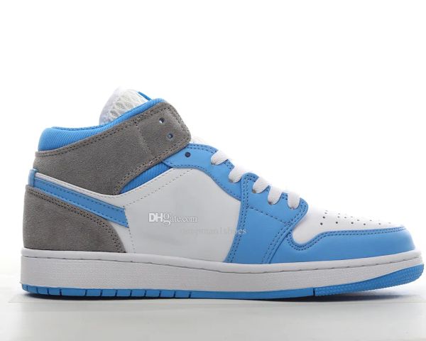 

2023 basketball shoes jumpman 1 mid white blue 1s sports outdoor sneakers whit box