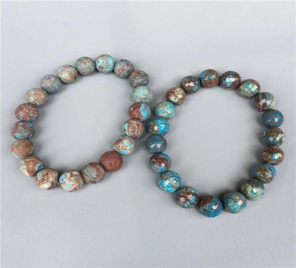 

10mm blue calsilica jasper braceletmatte or polished gemstone whole5096476, Black