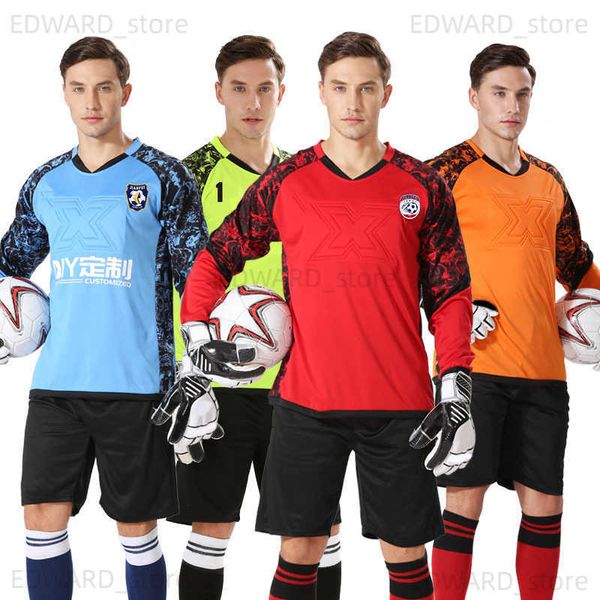 

men's tracksuits men football goalkeeper uniform boy soccer goalkeeper jersey doorkeepers long sleeve protective sponge goalkeeper clot, Gray