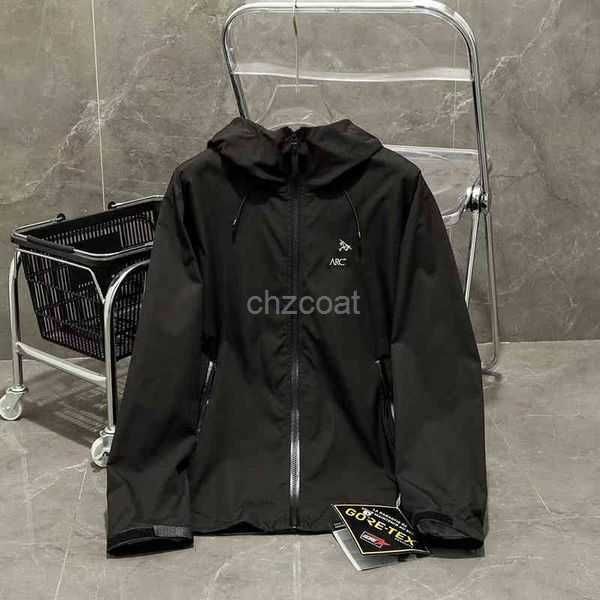 

jacket 1 1 to black men's women's arc outdoor waterproof hooded coat embroidered zip nylon 2ap1, Black;brown