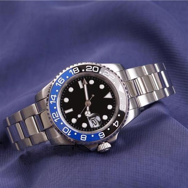 

new master ceramic bezel mens watches glide lock clasp strap automatic blue black watch sports crown watch wristwatch orologio rel308e, Slivery;brown