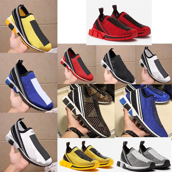 

designer shoes Slip-On D G Sock Sneakers Black White Red Stretch Crystal-Embellished Knit Sock shoes Trainers Two-tone Rubber casual shoes, 14