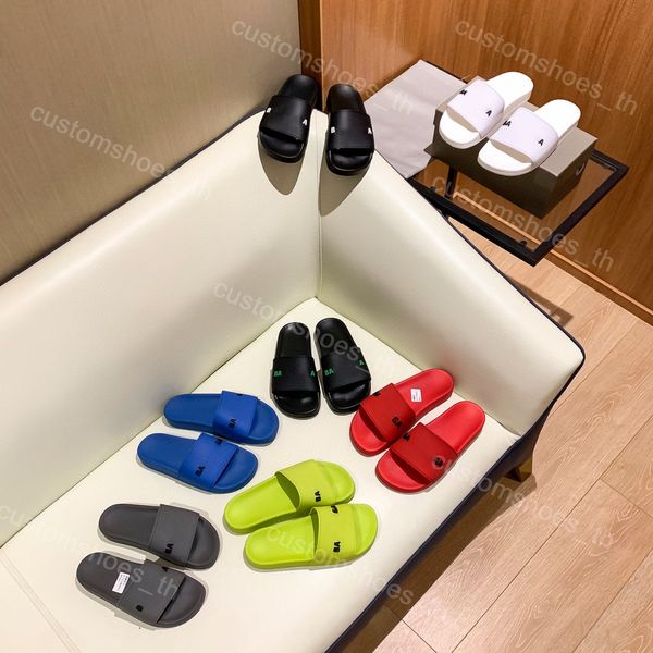 

designer shoes pool slides men slippers women sandals platform rubber shoe summer beach loafers fashion soft pool slipper classic flip flops, Black