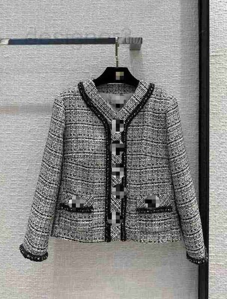 

women's jackets designer coat 2023 spring new french court wind flower grey yarn woven standing collar small k0g4, Black;brown