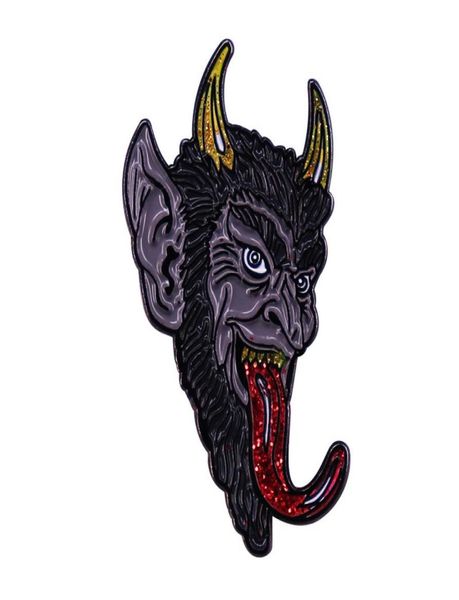 

krampus smile tongue enamel pin badge devil demon ancient evil goat horn christmas jewelry6008870, Blue
