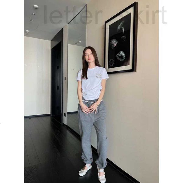 

women's t-shirt designer 23 early spring new fried chicken heavy industry water diamond nail bead embroidery letter minimalist fashion, White