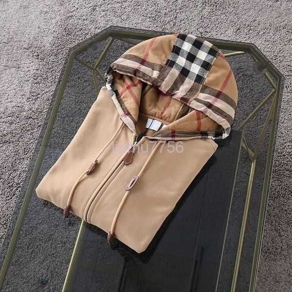 

men's hoodies sweatshirts bbr designer hoodie mens tb hooded sweater classic plaid stitching cotton hoodies women zipper cardigan coat, Black