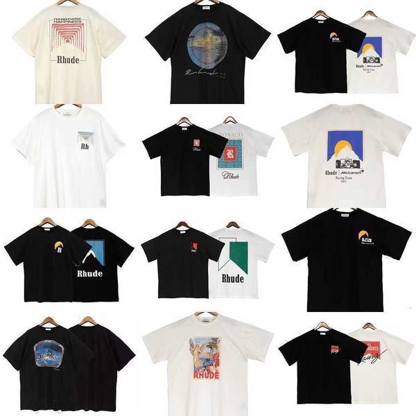

2023 summer mens designer t shirt rhude shirts man womens tees short sleeves sell luxury men hip hop clothes us size, White;black