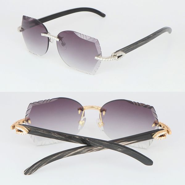 

model moissanite diamond set sunglasses for women man original marbled black buffalo horn rimless for women sun glasses luxury big stones 2., White;black
