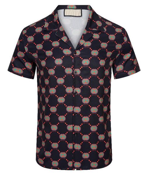 

classical print men's casual shirts short sleeve man designer shirt, White;black