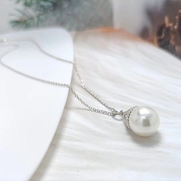 

designers necklace fashion small light bulb pearl necklace classic ladies pendant girls holiday gift 18k gold jewelry, Silver