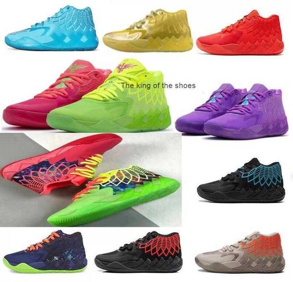 

mbwomens lamelo ball mb 01 basketball shoes rick morty red green galaxy purple black red blue queen buzz kids melo sneakers tennis with box