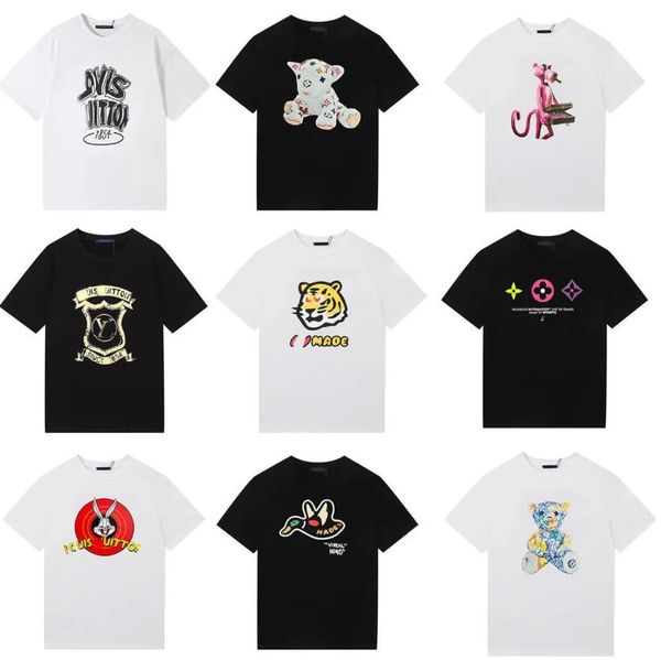 

limited edition rabbit mens t-shirts designer bear tiger duck printing cotton loose short sleeve tees luxury brand t-shirts pullover men&#03, White;black